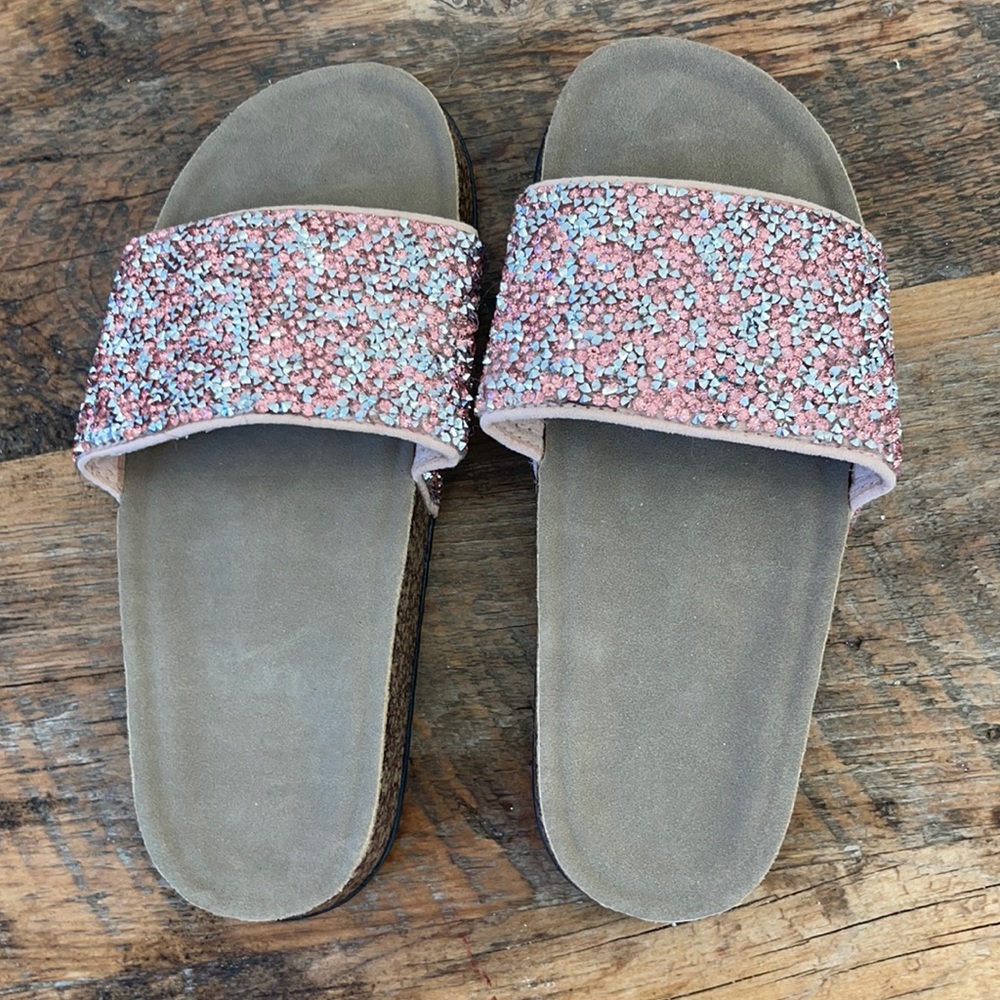 Rhinestone Slides Pink & Silver